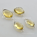 Natural Gemstone Bezel Link Lemon Quartz 925 Silver Bezel Gemstone Connector